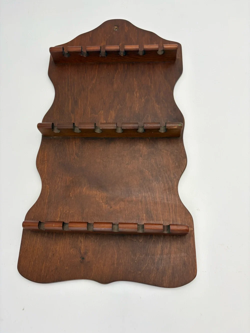 Vintage Wooden Wall-Mounted Display Shelf in Dark Brown